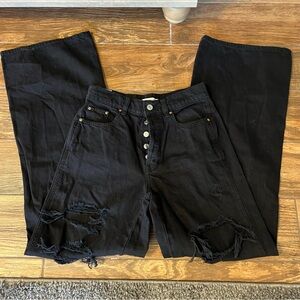 black ripped flare pacsun baggy jeans